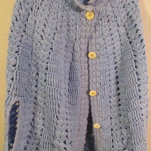 Light Blue Crochet SHAW Jacket, Vintage